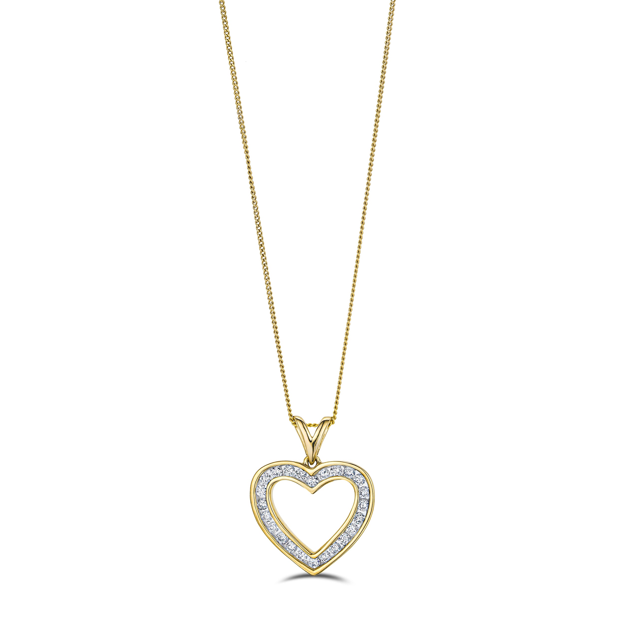 0.50ct Lab Diamond Heart Pendant Necklace H/SI Quality in 9K Yellow Gold